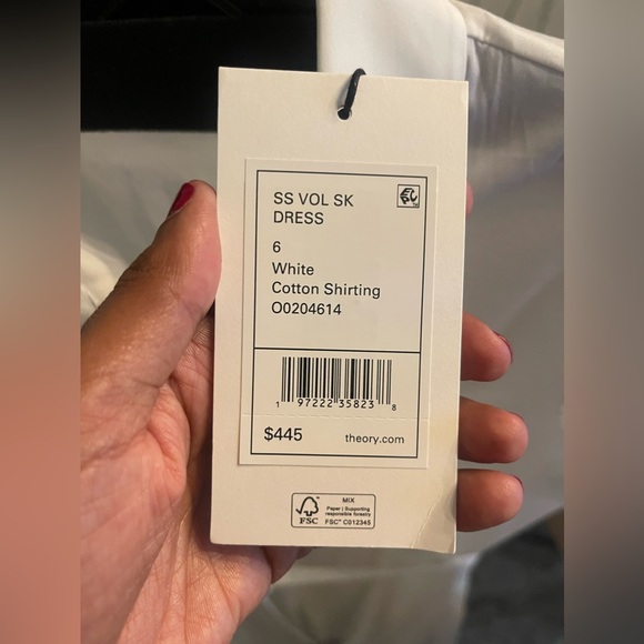 Theory white poplin dress with belt - Picture 3 of 8